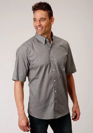 Soft Feel Roper Mens Grey Cotton Blend 1 Pocket BD S/S Shirt Roper Mens Grey Cotton Blend 1 Pocket BD S/S Shirt Dressy look