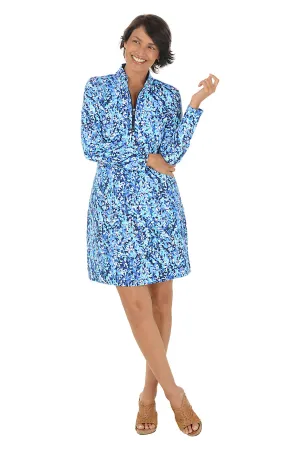 Soft Items Blue Vine UPF50  Mock Neck Dress WideCollarDesign Blue Vine UPF50  Mock Neck Dress