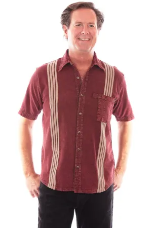 Soft Style Scully Mens Traveler Contrast Burgundy 100% Cotton S/S Shirt Scully Mens Traveler Contrast Burgundy 100% Cotton S/S Shirt Casual Friday Perfect Layering