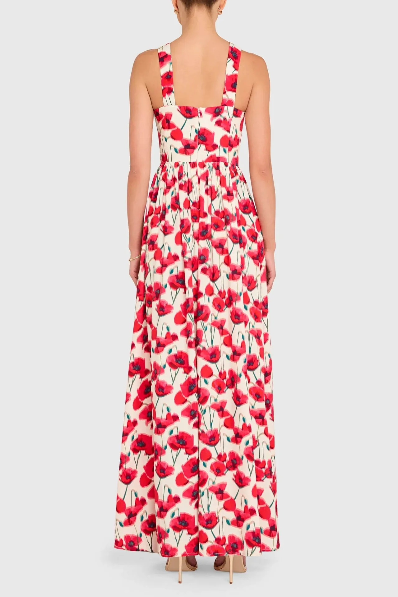 Chic Tailoring Modern Cut Florence Maxi Dress in Poppy Field