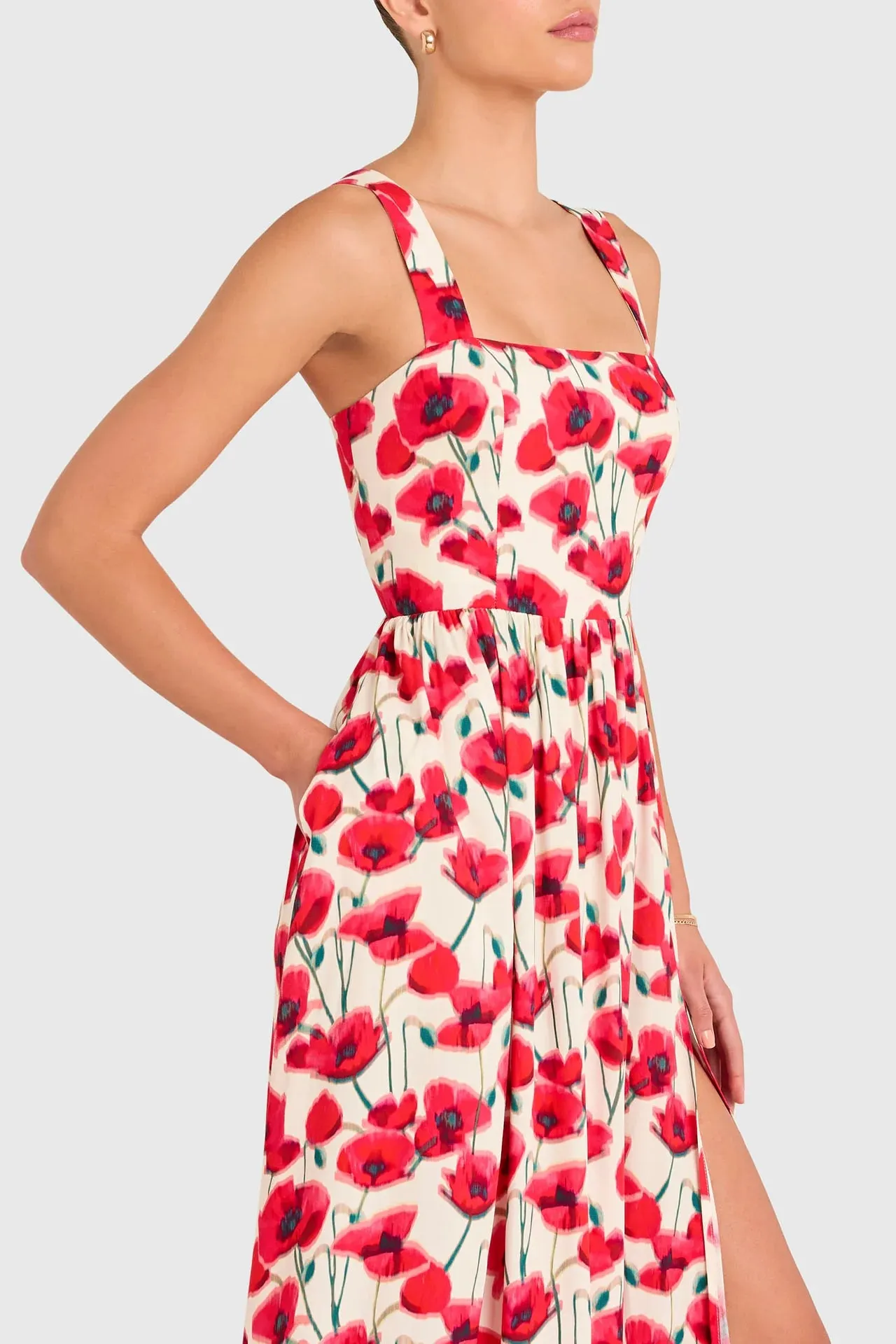 Florence Maxi Dress in Poppy Field Classic Edge StretchableKnit