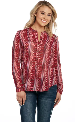 Soft Texture Cowgirl Up Womens Red Polyester Hi-Lo Convertible Tunic L/S Sharp Silhouette Style Essential Cowgirl Up Womens Red Polyester Hi-Lo Convertible Tunic L/S