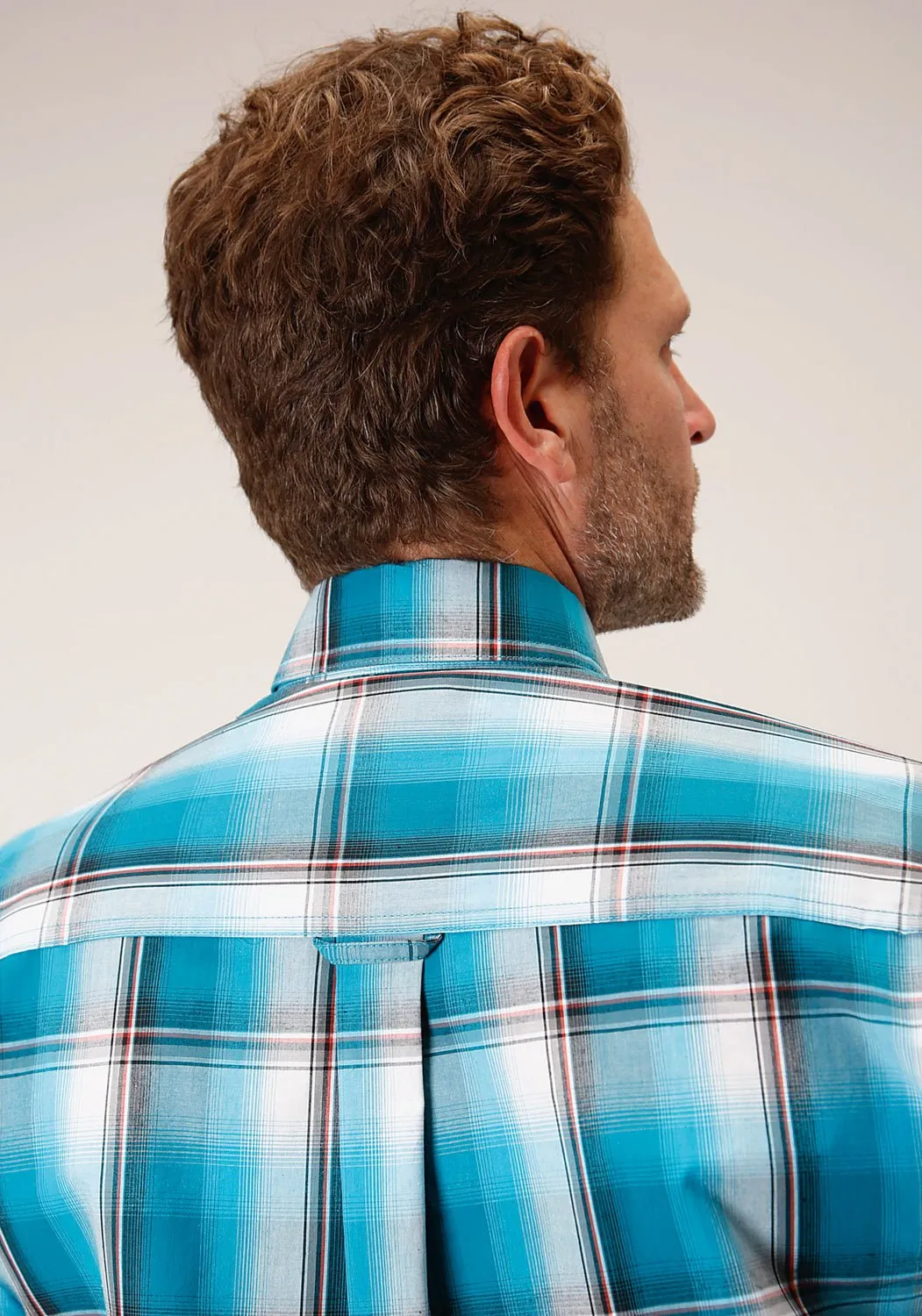 Ombre look Luxury Feel Roper Mens Turquoise 100% Cotton Deep Pool BD L/S 1 Pkt Shirt