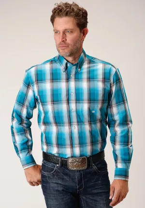 Soft Touch Roper Mens Turquoise 100% Cotton Deep Pool BD L/S 1 Pkt Shirt Autumn Look Work Appropriate Roper Mens Turquoise 100% Cotton Deep Pool BD L/S 1 Pkt Shirt