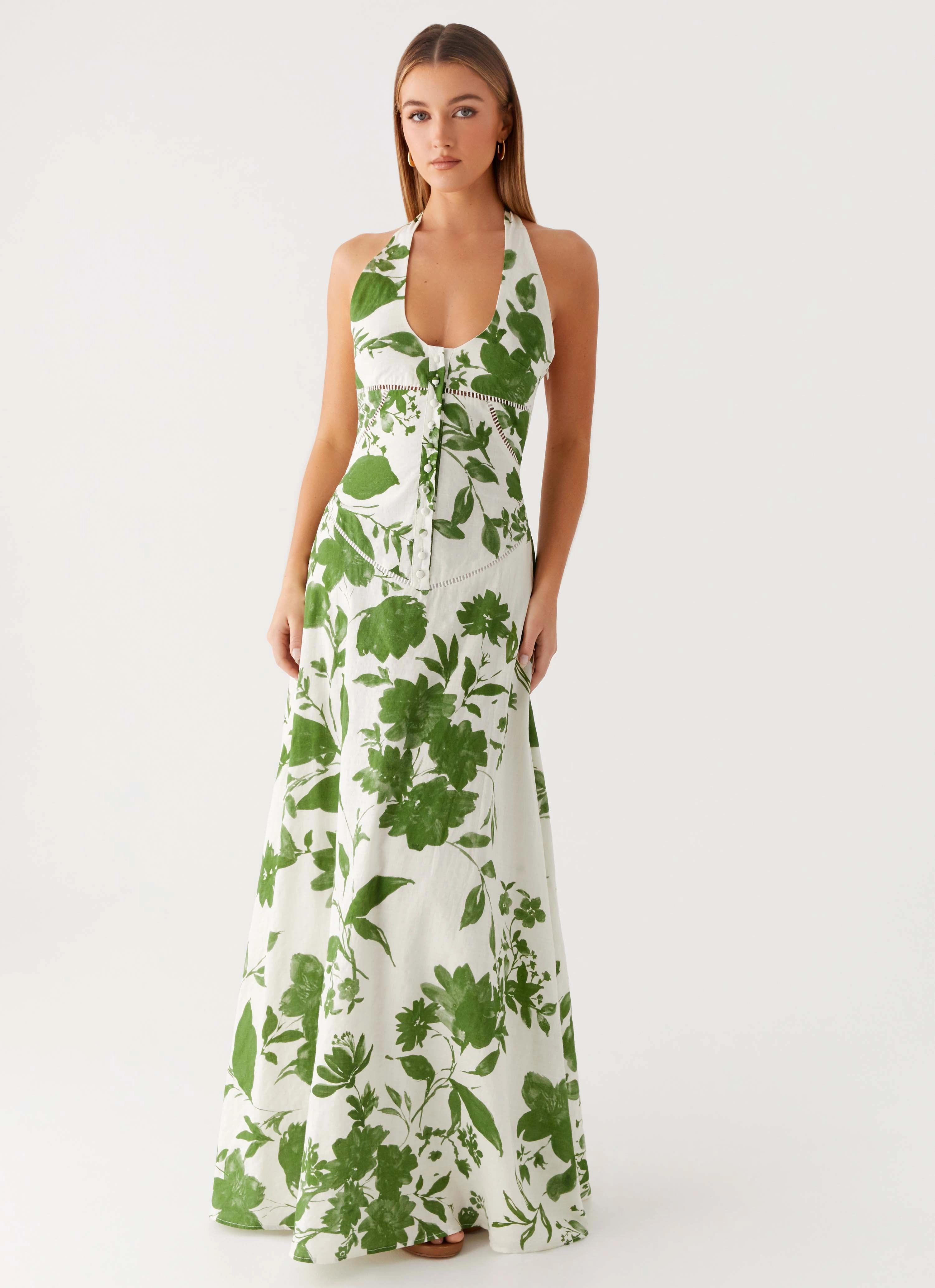 Ember Valley Maxi Dress - Verdant Bloom Effortless Touch Sophisticated Line