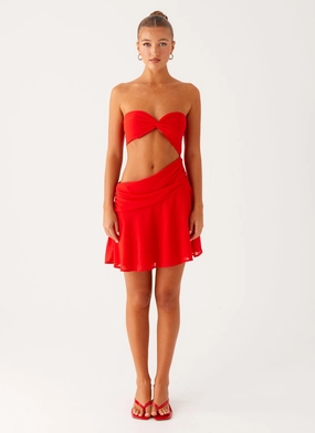 Soft Touch Marbella Mini Dress - Red Comfy Fit Wear Sleek Fit Marbella Mini Dress - Red