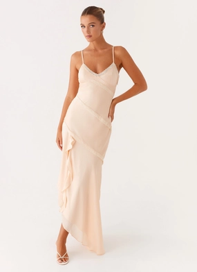 Solana Maxi Dress - Peach Wrinkle - free Solana Maxi Dress - Peach Fashion Daily Ruffle-Detail