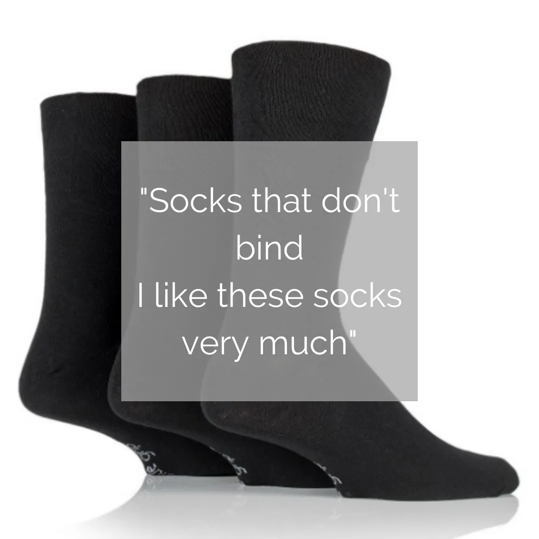 Solid Black Non Binding Socks for Men