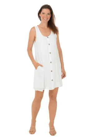 Solid Button Front Sleeveless Dress fashionable clothing Solid Button Front Sleeveless Dress Curve Friendly Relax Motion