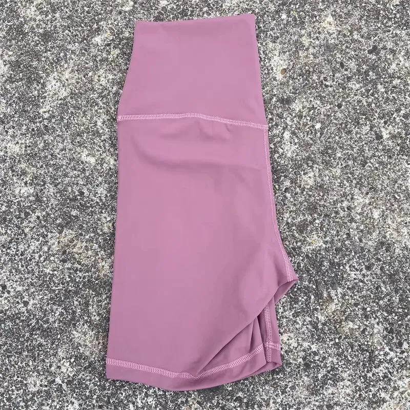 Solid Color Tight Athletic Women's High Waist Yoga Shorts