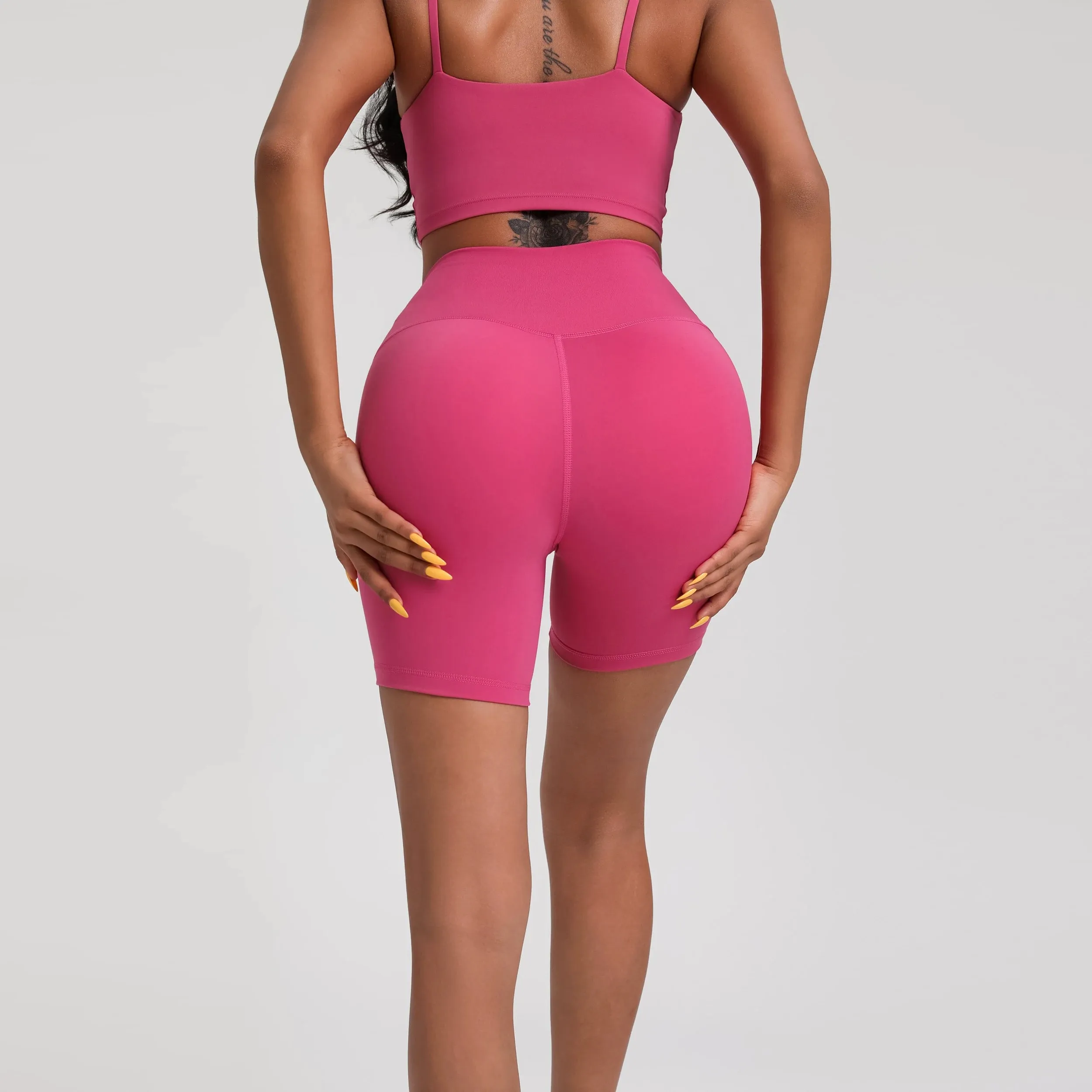 Solid Color Tight Athletic Women's High Waist Yoga Shorts