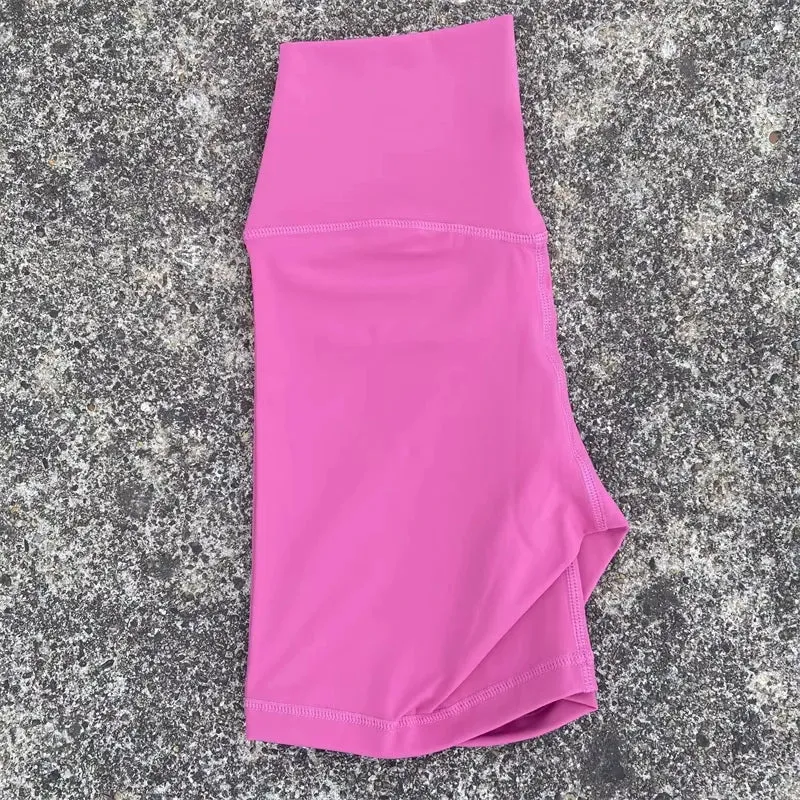 Solid Color Tight Athletic Women's High Waist Yoga Shorts
