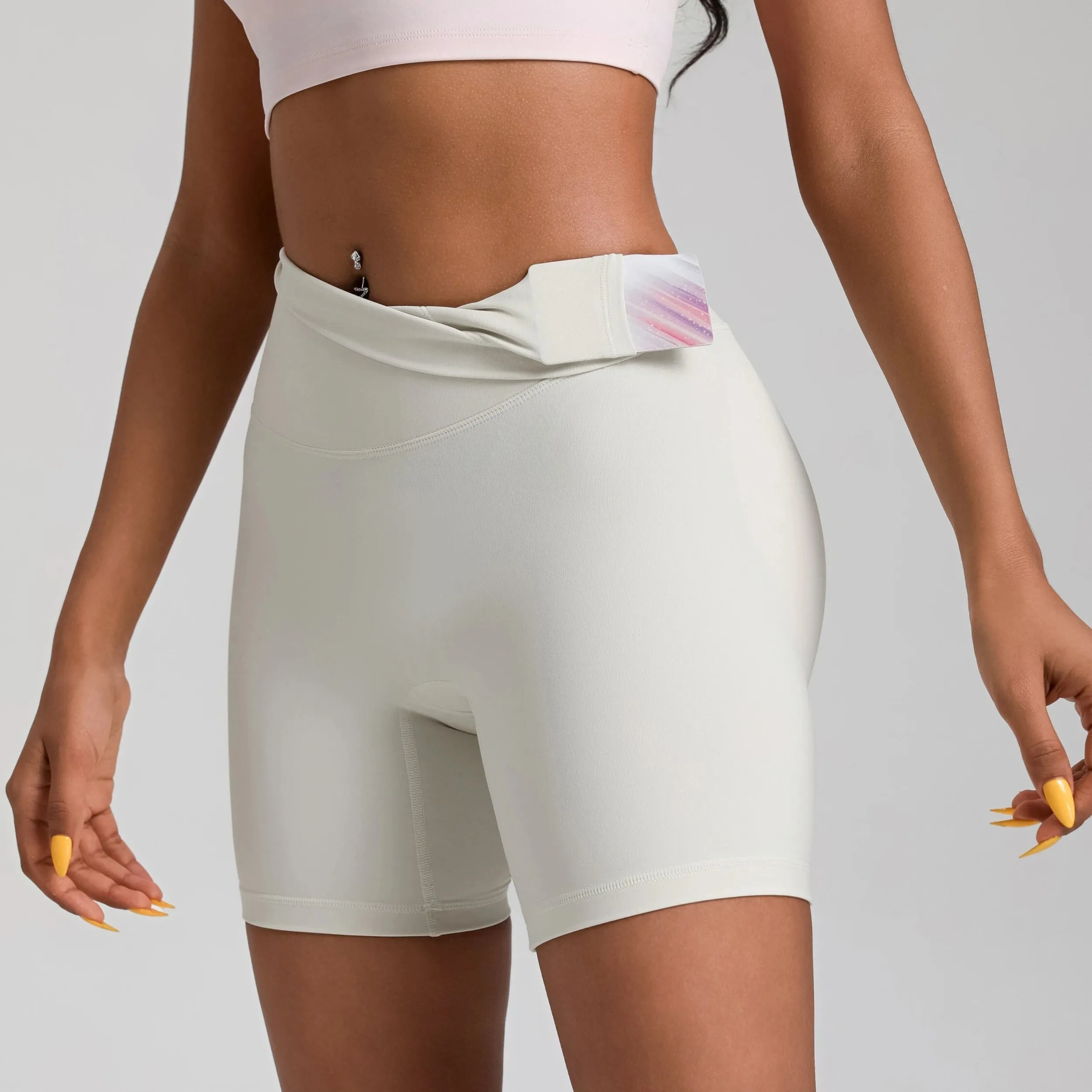Solid Color Tight Athletic Women's High Waist Yoga Shorts