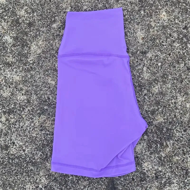 Solid Color Tight Athletic Women's High Waist Yoga Shorts