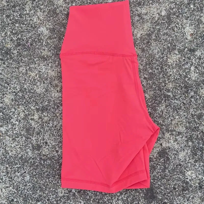 Solid Color Tight Athletic Women's High Waist Yoga Shorts
