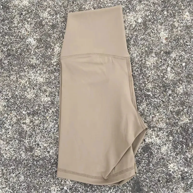Solid Color Tight Athletic Women's High Waist Yoga Shorts