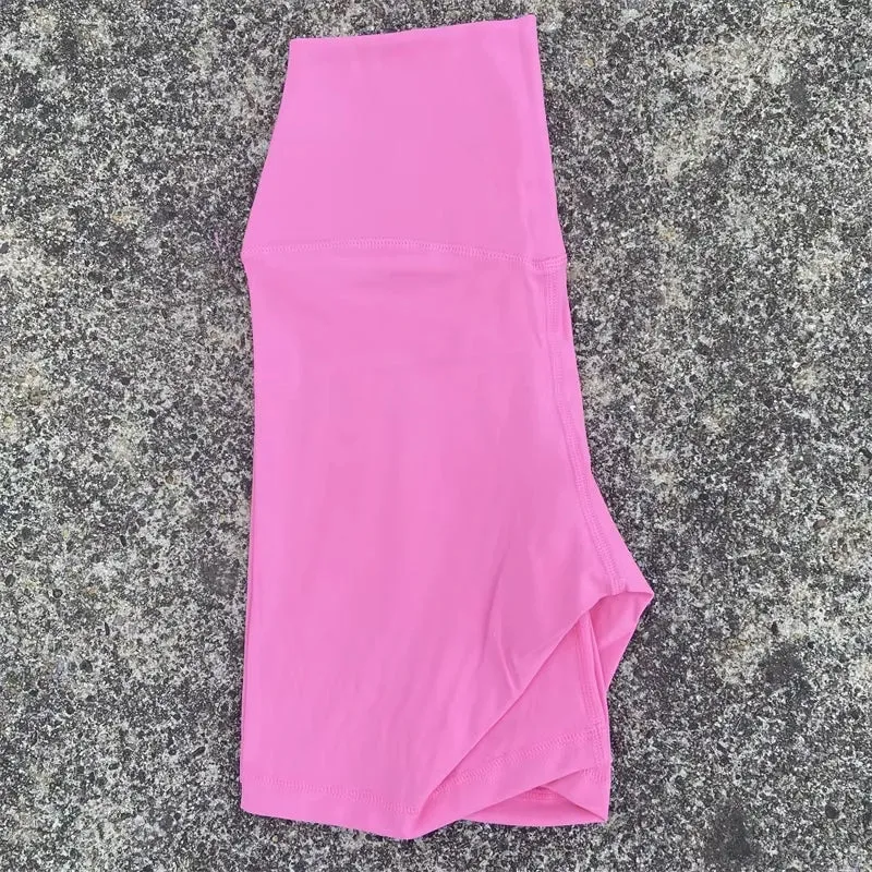 Solid Color Tight Athletic Women's High Waist Yoga Shorts