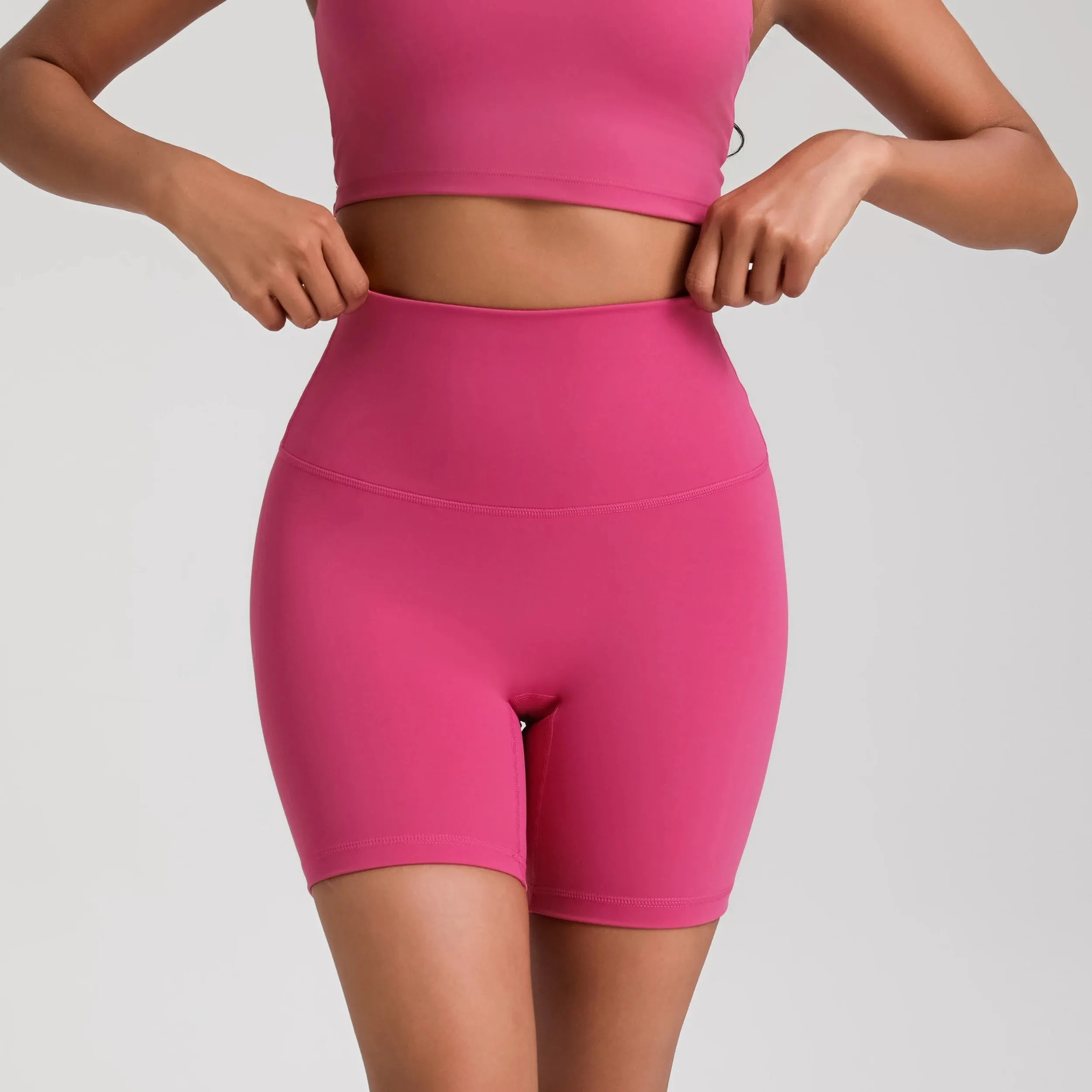 Solid Color Tight Athletic Women's High Waist Yoga Shorts