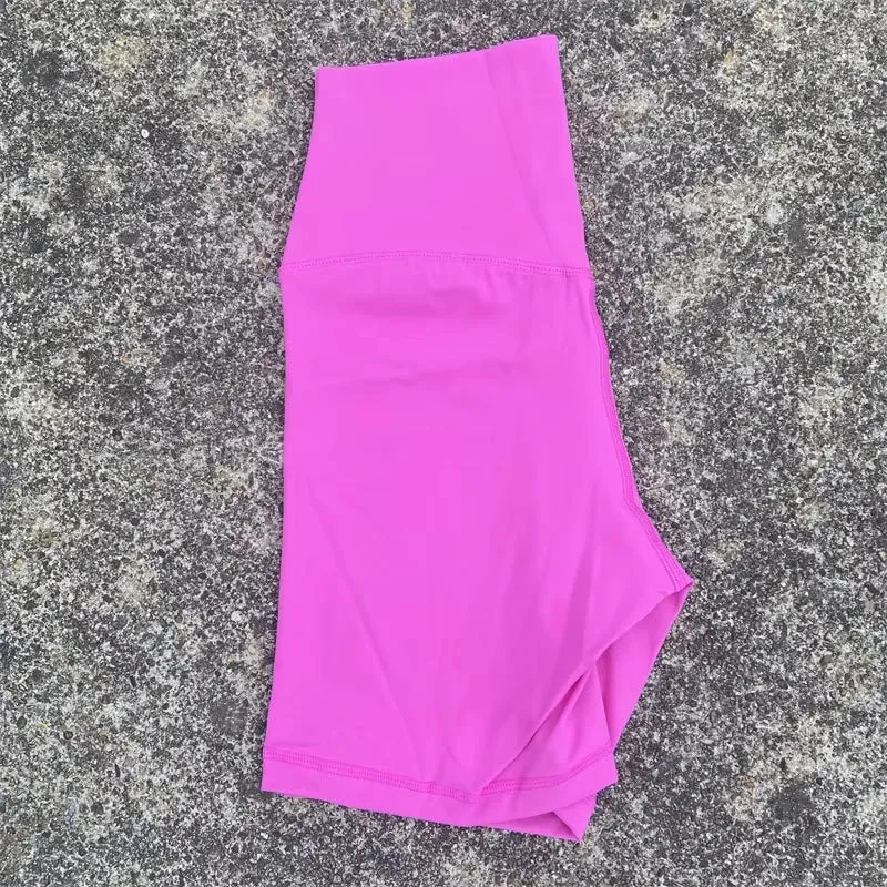 Solid Color Tight Athletic Women's High Waist Yoga Shorts
