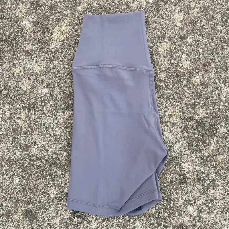 Solid Color Tight Athletic Women's High Waist Yoga Shorts