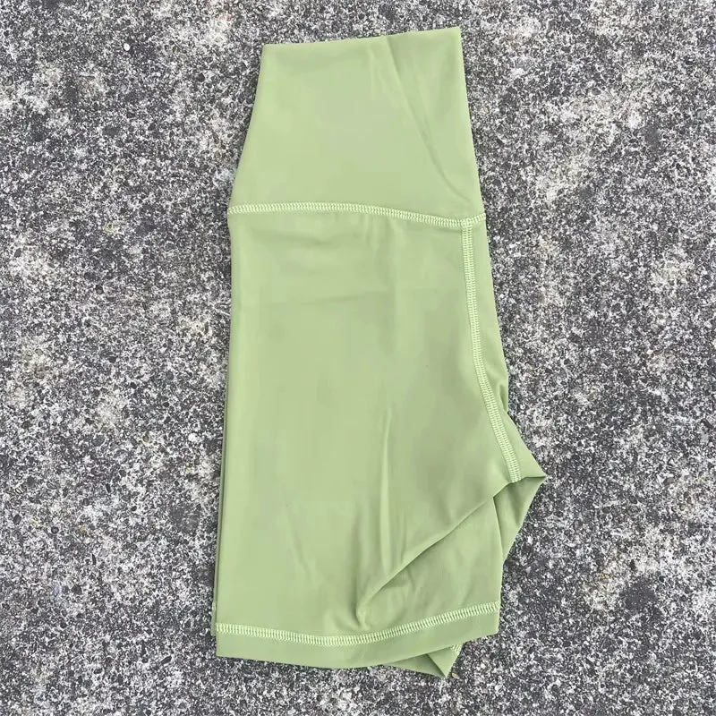 Solid Color Tight Athletic Women's High Waist Yoga Shorts