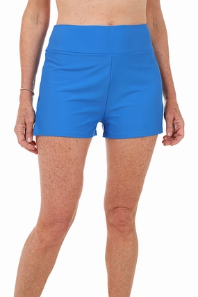 Solid Sport Swim Short Bonded Seamless Edges RibbedTrim Sustainable Manufacturing Process Solid Sport Swim Short