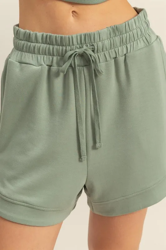 Solstice Elasticized Waist Loose Sweat Shorts Comfort waistband