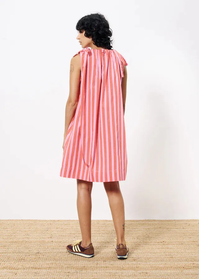 Bold Pattern Quick Drying AELIA PINK STRIPED MINI DRESS