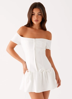 Sophisticated Layer Penny Mini Dress - White Penny Mini Dress - White Sleek Volume BreathableFabric