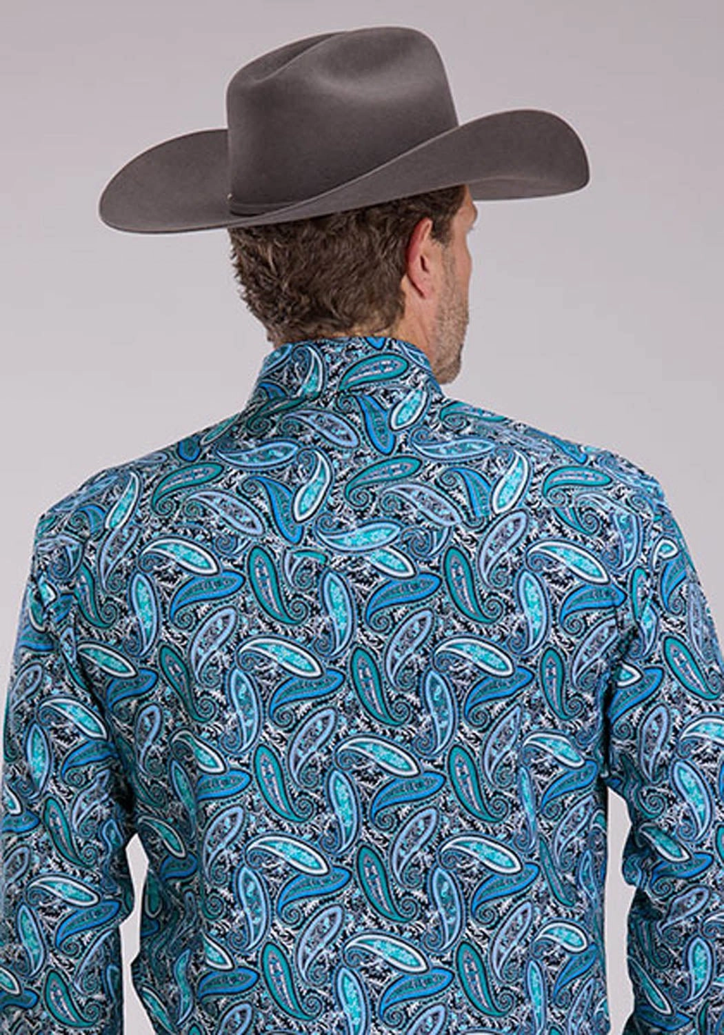 Roper Mens 2502 Sky Paisley Blue 100% Cotton L/S Shirt Sophisticated Style natural fiber