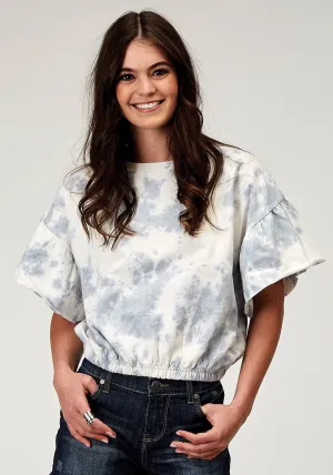 Spandex stretch Roper Womens Tie Dye French Terry Blue 100% Cotton S/S T-Shirt All-day Comfort Roper Womens Tie Dye French Terry Blue 100% Cotton S/S T-Shirt