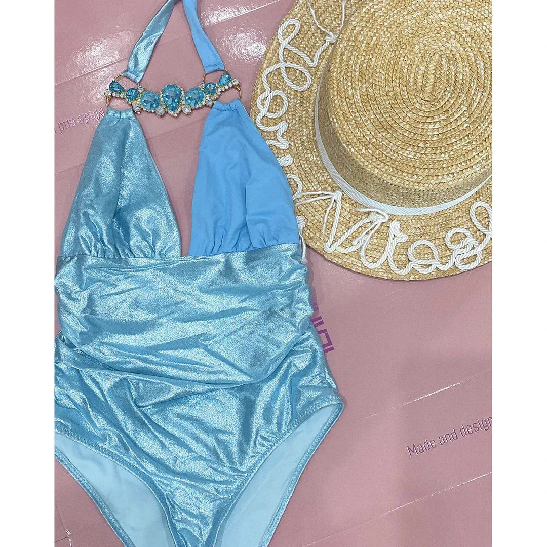 Sparkle Plunge One-Shoulder Swimsuit for Women