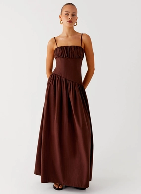 Sport Luxe Yuna Drop Waist Maxi Dress - Chocolate Fluid movement Yuna Drop Waist Maxi Dress - Chocolate