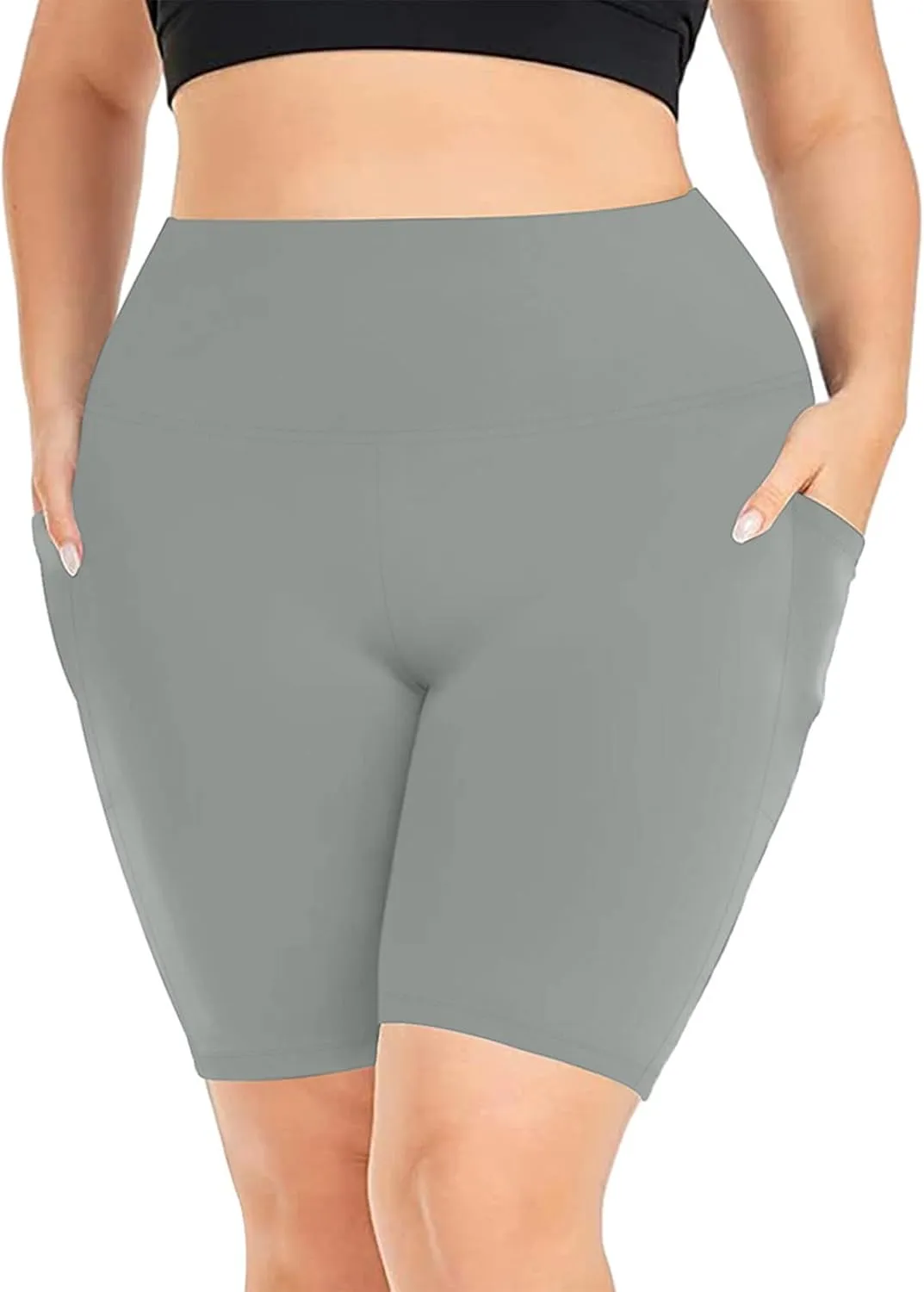 Sports Shorts for Women Plus Size Stretch Yoga with Pockets Fitness Activewear Slim Fit Workout Skinny Pants 2025