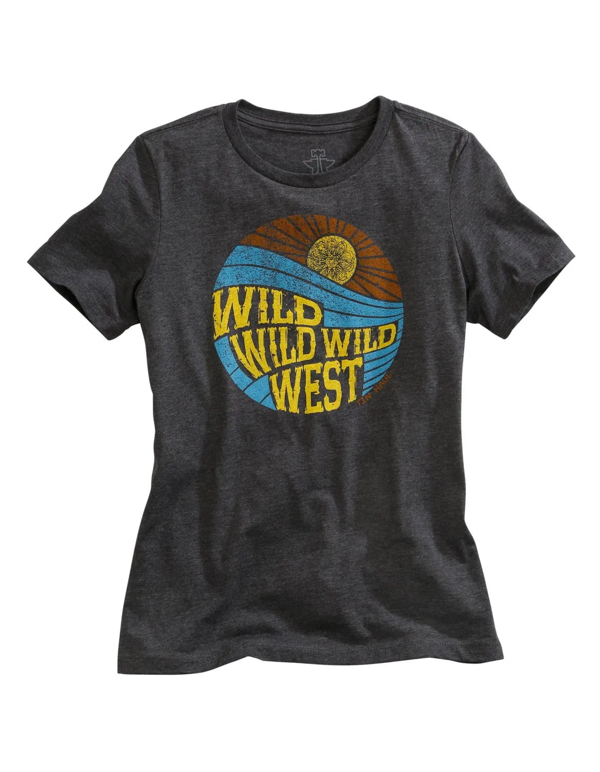 Tin Haul Womens Grey Cotton Blend Wild West S/S Retro T-Shirt Functional Wear Formal Elegance