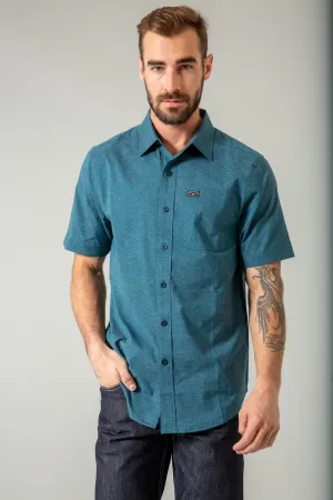 Sporty Design Kimes Ranch Mens Linville Solid Dark Blue Cotton Blend S/S Shirt Anti Static Treatment Odorless Binding Tape Kimes Ranch Mens Linville Solid Dark Blue Cotton Blend S/S Shirt