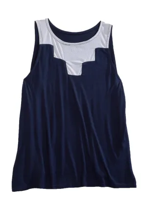 Sporty Design Tin Haul Womens 1820 Fine Mesh Insert Navy/White Poly/Rayon S/L Tank Top Tin Haul Womens 1820 Fine Mesh Insert Navy/White Poly/Rayon S/L Tank Top Iconic look Breathable Underarm Vents
