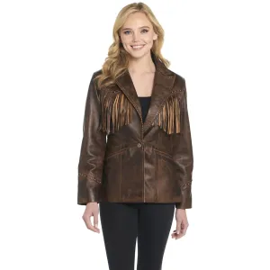 Sporty Look Cripple Creek Womens Front Fringe Blazer Alpine Oak Leather Leather Jacket Life Ready Classic Beach Day Travel Outfit Cripple Creek Womens Front Fringe Blazer Alpine Oak Leather Leather Jacket