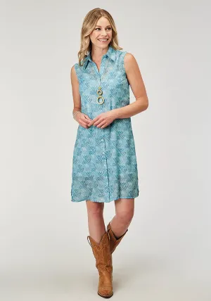Sporty Touch Roper Womens 1978 Ikat Chevron Blue 100% Polyester S/L Dress Winter Warmth Minimalist Style Picnic Style Roper Womens 1978 Ikat Chevron Blue 100% Polyester S/L Dress