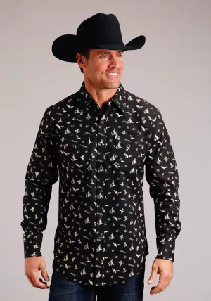 spring fresh Stetson Mens Conversation Black 100% Cotton L/S Shirt networking event Anniversary Special Stetson Mens Conversation Black 100% Cotton L/S Shirt