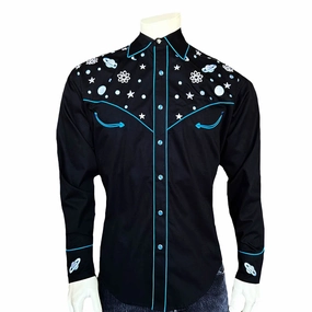 spring fresh Rockmount Mens Out Of This World Black 100% Cotton L/S Shirt Rockmount Mens Out Of This World Black 100% Cotton L/S Shirt Travel Friendly Indoor Comfort