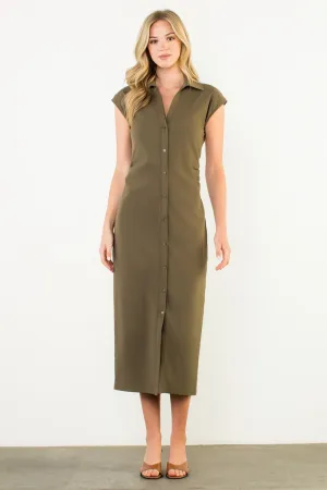StainResistant Coating KRISTI RUCHED MIDI DRESS KRISTI RUCHED MIDI DRESS Calm Finish Timeless slip dress