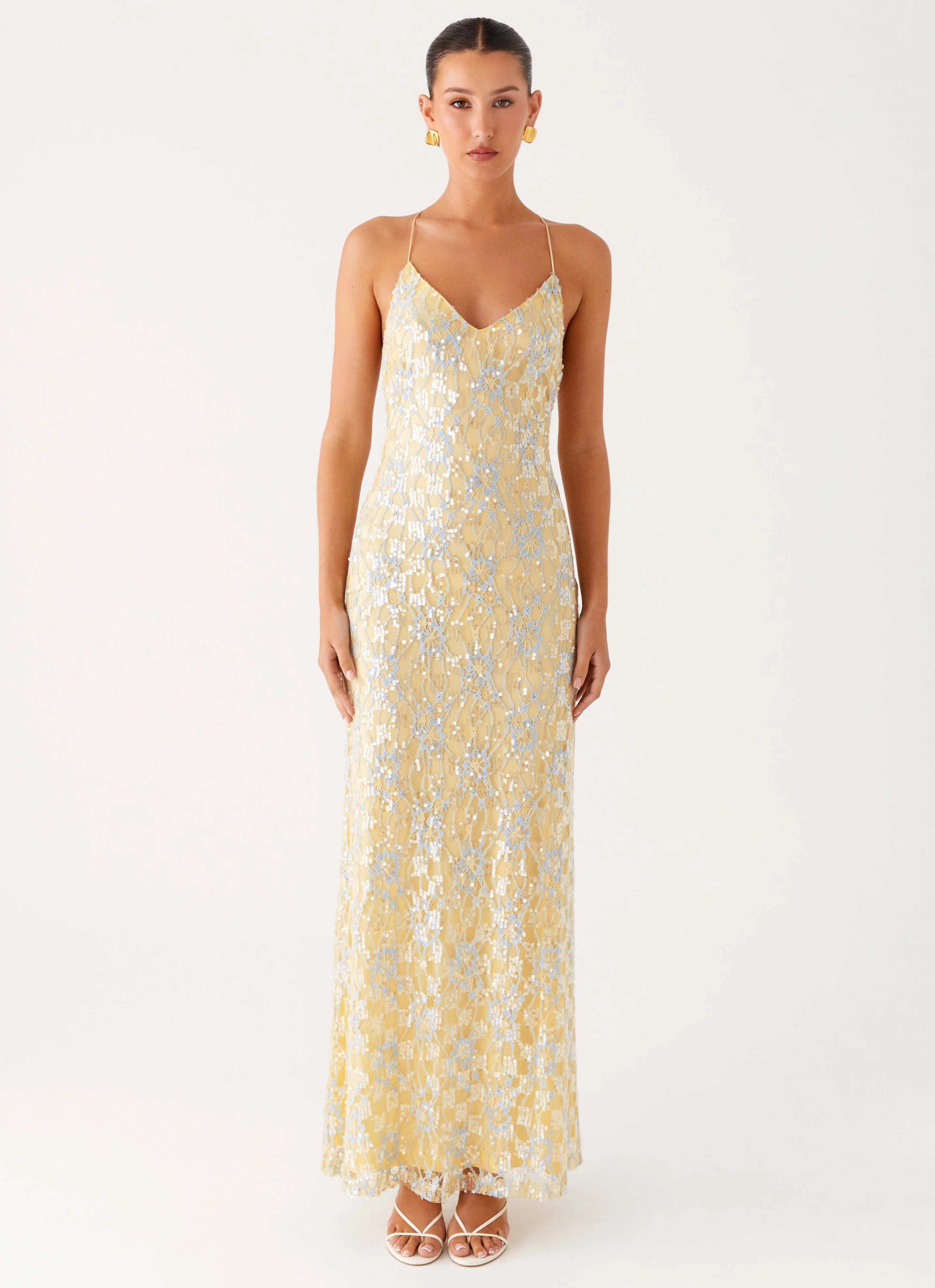 Truly Mine Maxi Dress - Yellow Statement Neck City Mood