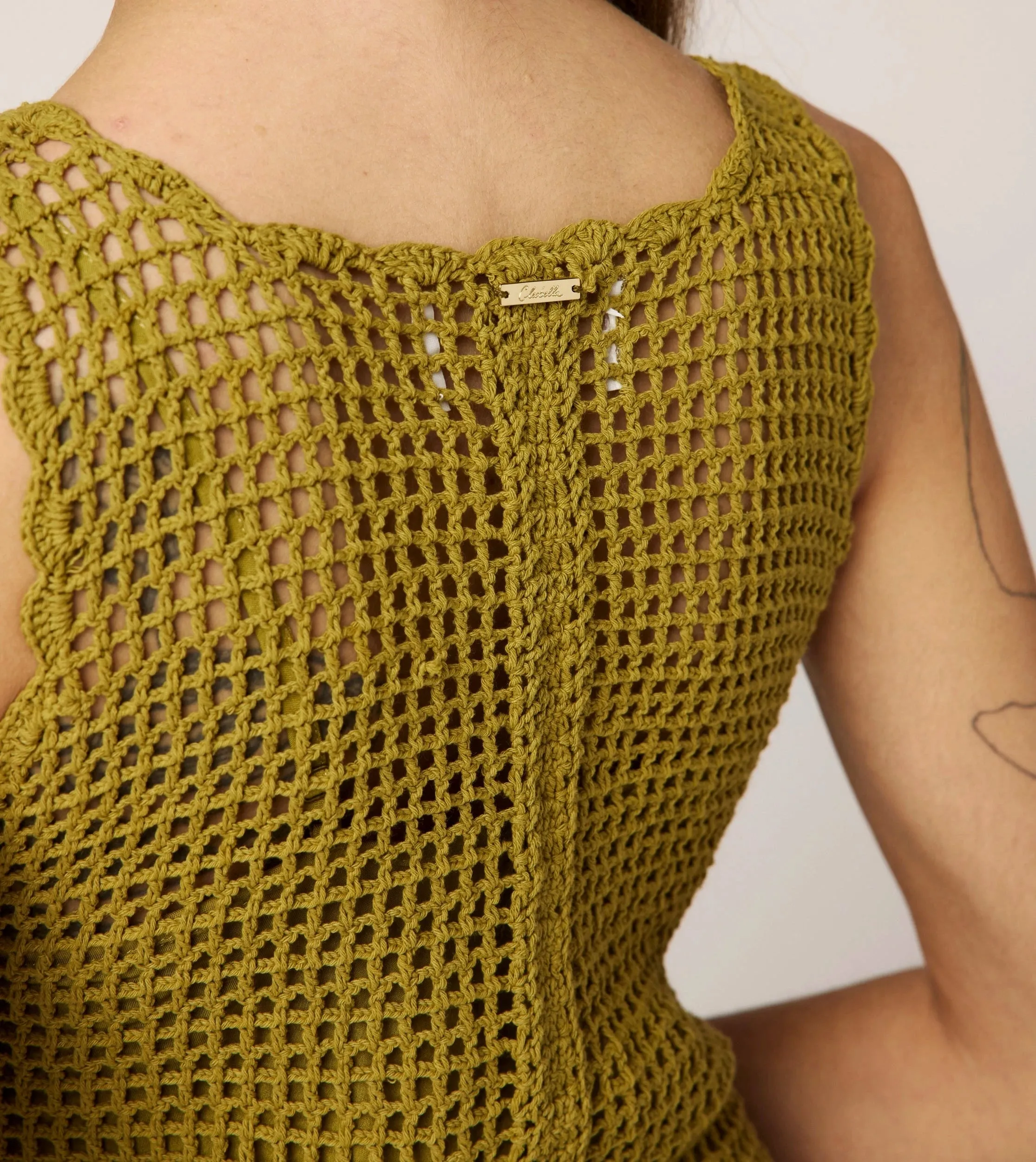 Noelani Crochet Mini Dress | Moss Cozy Comfort Smart Layers