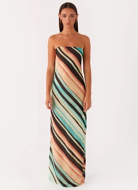 Statement Sleeves Como Maxi Dress - Stripe Como Maxi Dress - Stripe Festive Mood