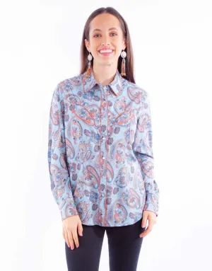 Static Free Closure Scully Womens Western Paisley Blue 100% Rayon L/S Shirt XXL Long Sleeve Scully Womens Western Paisley Blue 100% Rayon L/S Shirt XXL