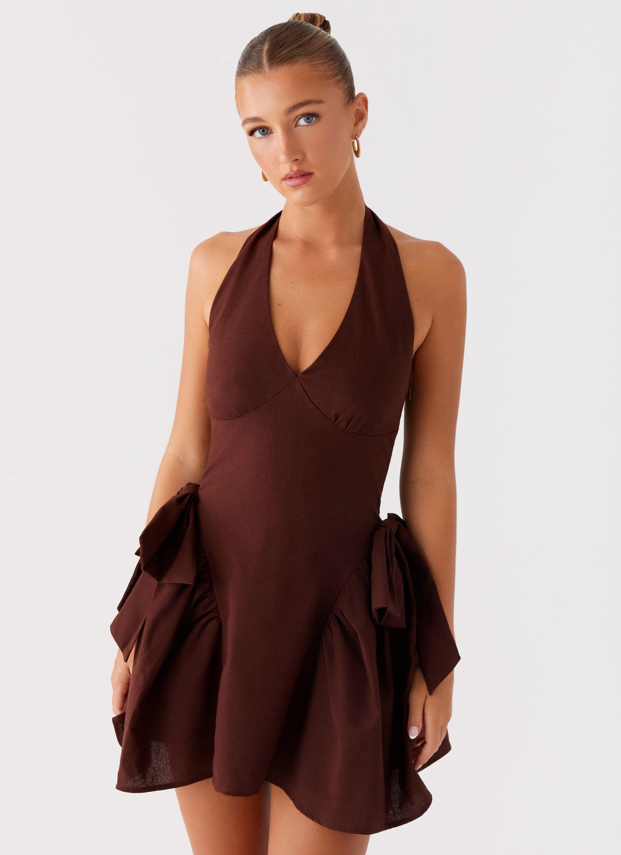 Relaxed Fit AntiStaticMaterial Avalo Mini Dress - Chocolate