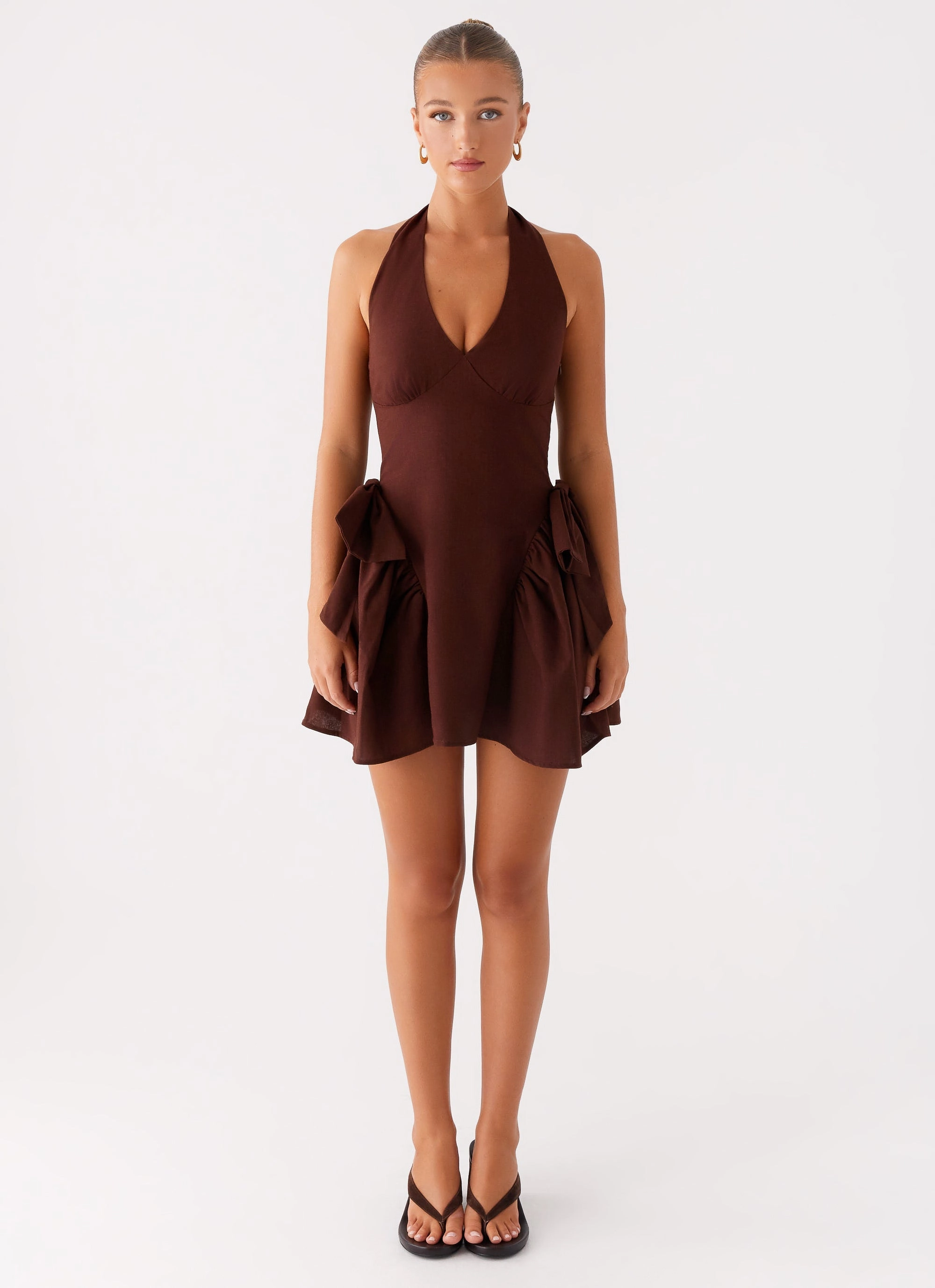 Cool Tone Casual and Comfy Avalo Mini Dress - Chocolate