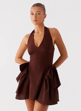 Steel Grey Avalo Mini Dress - Chocolate Fall Silhouette Avalo Mini Dress - Chocolate