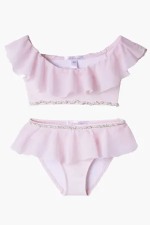 Stella Cove Pink Chiffon Ruffle Girls Swimsuit